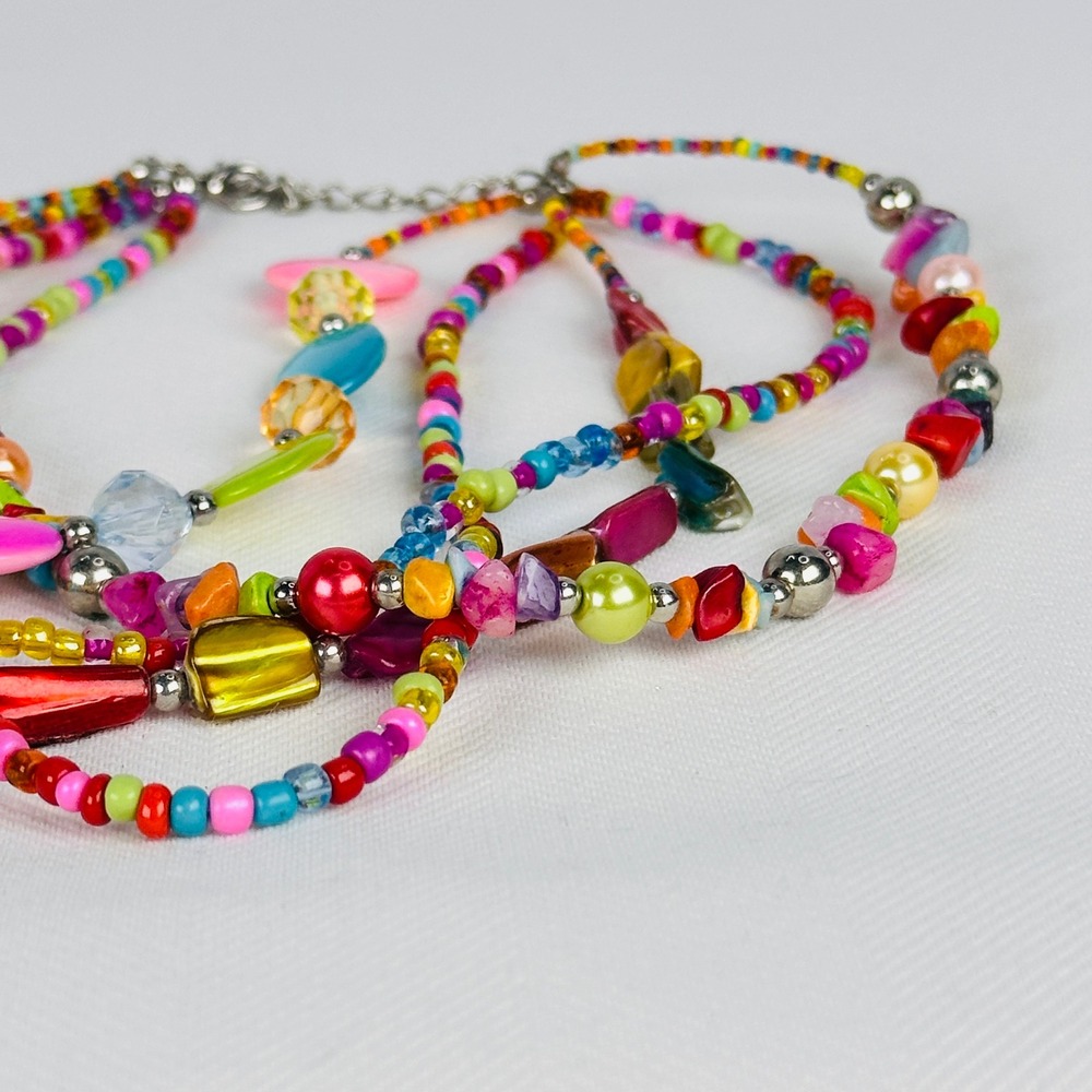 Vintage Anthropologie Multicolor Necklace Multi-Strand Beaded Layered Statement - Picture 7 of 7